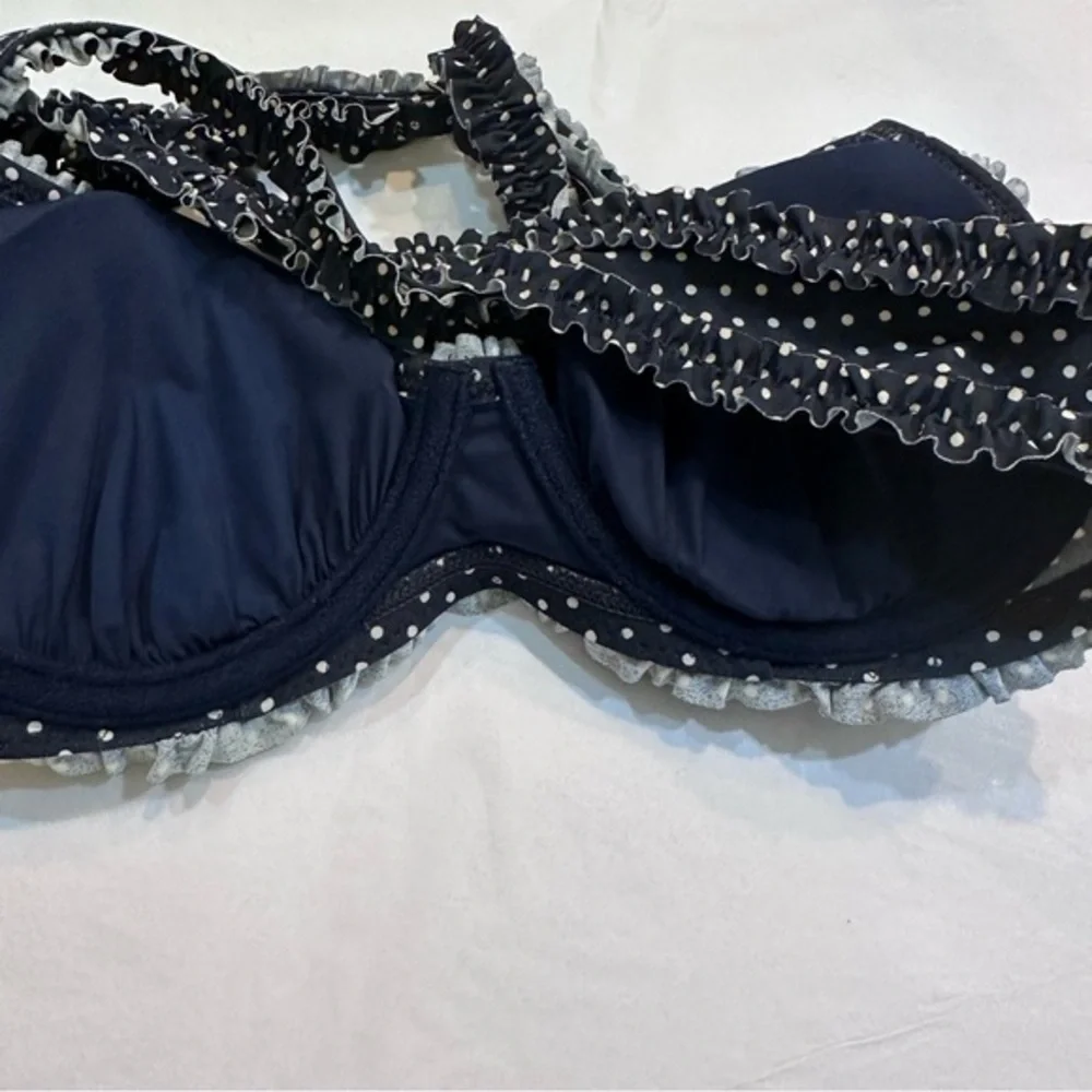 Tory Burch Polka Dot Underwire Bikini Swim Top Navy Blue Size‎ XS